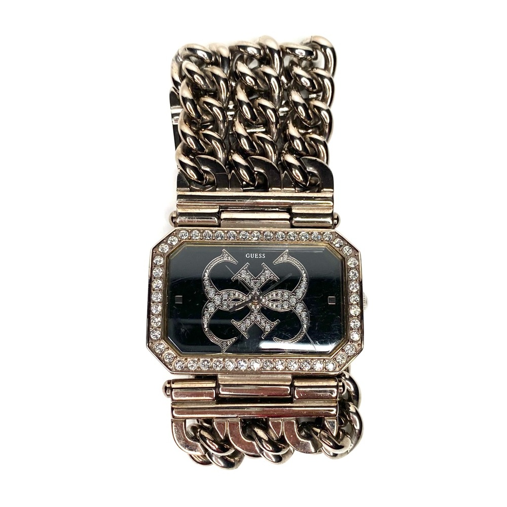 Vintage Guess Watch Black/ Silver Chain G11644L Women’s Japan Movt Wristwatch